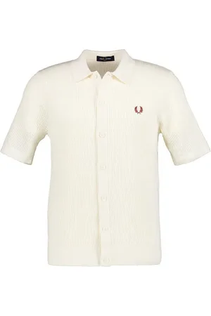 Fred Perry Kurzarmhemd, Strick, ecru