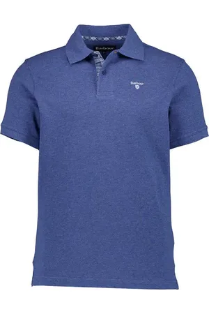Barbour Polo-Shirt Tartan, Baumwoll-Piqué, chambray marl