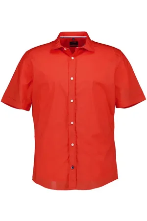 Olymp Kurzarmhemd, Regular Fit, Baumwolle, rotorange