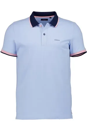 NZA Polo-Shirt Elian, Baumwoll-Piqué, pastelblau