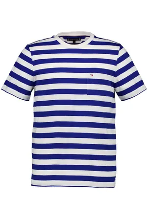 Tommy Hilfiger T-Shirt, Regular Fit, Baumwolle, royalblau gestreift
