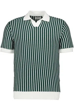 Ben Sherman Polo-Shirt, Relaxed Fit, Strick, offwhite-green gemustert