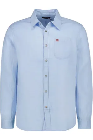Napapijri Hemd, Regular Fit, Reines Leinen, hellblau