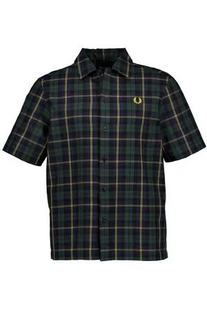 Fred Perry Kurzarmhemd, Baumwolle, navy-darkgreen kariert