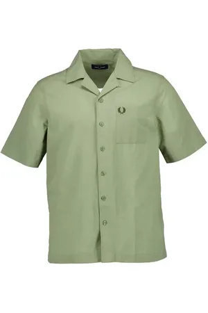 Fred Perry Kurzarmhemd, Baumwolle, olivgrün