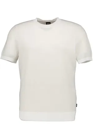 HUGO BOSS Kurzarmpullover Jianfranco, Baumwolle, ecru