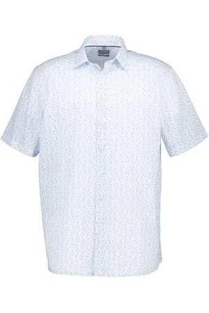 Olymp Kurzarmhemd, Comfort Fit, Baumwolle, hellblau gemustert