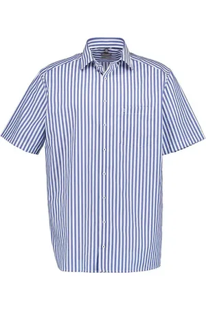 Olymp Kurzarmhemd, Comfort Fit, Baumwolle, royal gestreift