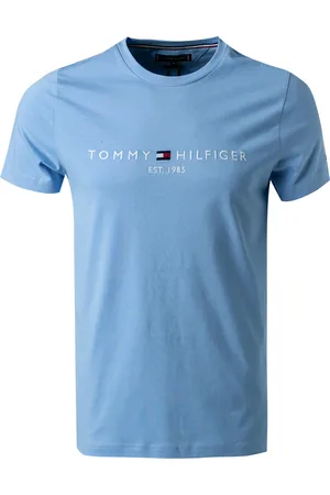 Tommy Hilfiger T-Shirt, Slim Fit, Baumwolle, hellblau