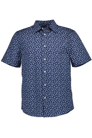 Tommy Hilfiger Kurzarmhemd, Regular Fit, Baumwolle, nachtblau gemustert