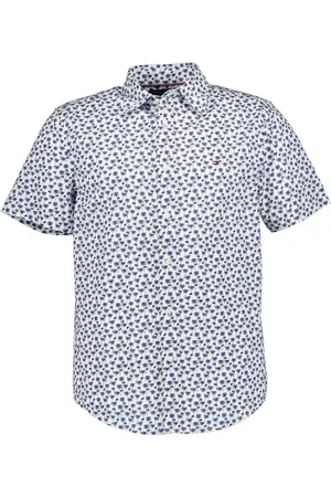Tommy Hilfiger Kurzarmhemd, Regular Fit, Baumwolle, elfenbein gemustert