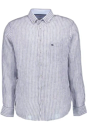 Fynch-Hatton Hemd, Reines Leinen, navy gestreift