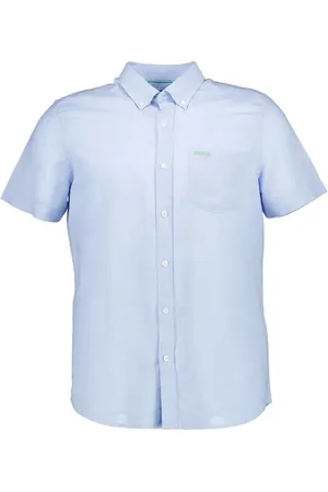 NZA Kurzarmhemd Clayton, Leinen-Baumwolle, pastellblau