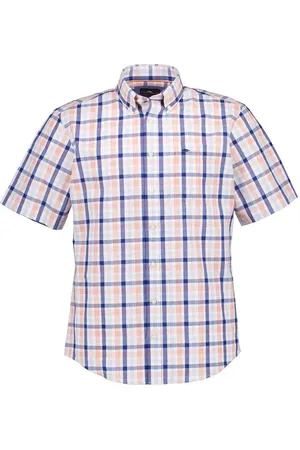 Fynch-Hatton Kurzarmhemd, Baumwolle, apricot kariert