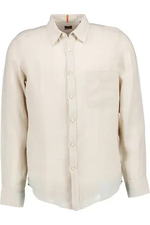 HUGO BOSS Hemd Relegant, Regular Fit, Reines Leinen, hellbeige