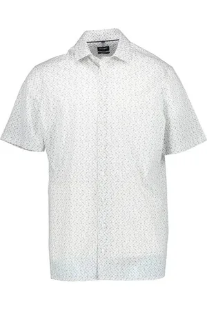 Olymp Kurzarmhemd, Modern Fit, Baumwolle, oliv gemustert