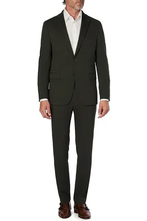 Digel Anzug Edoardo-Sergio, Modern Fit, Jersey halbgefüttert, dunkelgrün meliert