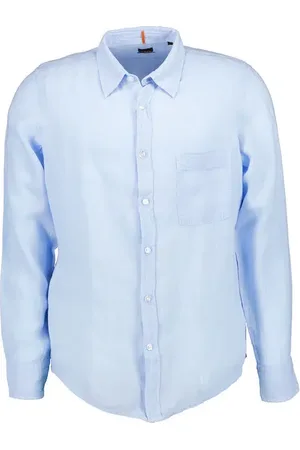 HUGO BOSS Hemd Relegant, Regular Fit, Reines Leinen, himmelblau