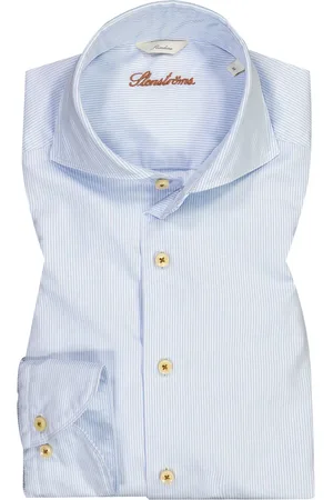Stenströms Hemd, Slimline, Twill, hellblau-weiß gestreift