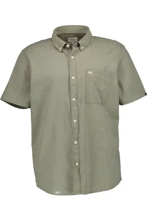 Camel Active Kurzarmhemd, Regular Fit, Baumwolle, khaki gestreift