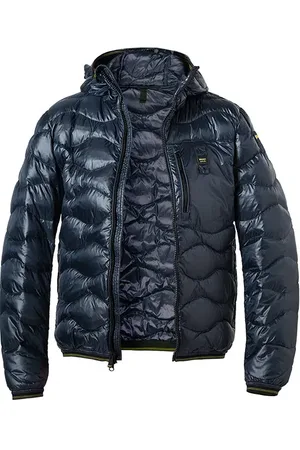 Blauer Daunenjacke, Mikrofaser wasserabweisend, navy
