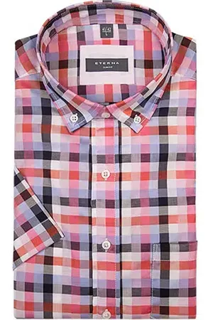 ETERNA Kurzarmhemd, Slim Fit, Twill, pink kariert
