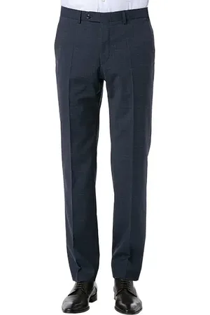 Digel Hose Per, Modern Fit, Schurwolle Fleckenschutz, dunkelblau meliert