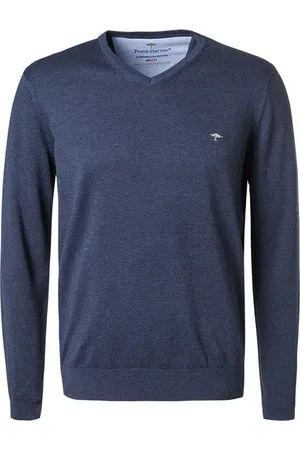 Fynch-Hatton Pullover, Baumwolle, capriblau meliert