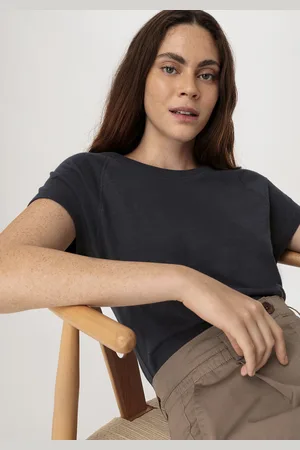 hessnatur Damen Slub Shirt Regular aus Bio-Baumwolle - blau Grösse34
