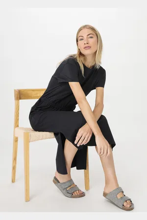 hessnatur Damen Jersey Kleid Midi Regular aus Bio-Baumwolle - schwarz Grösse34