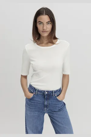 hessnatur Damen Softrib Shirt Fitted aus Bio-Baumwolle und TENCEL™ Modal - weiß Grösse34