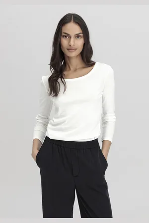 hessnatur Damen Softrib Shirt Fitted aus Bio-Baumwolle mit TENCEL™ Modal - weiß Grösse34