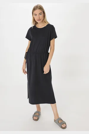 hessnatur Damen Jersey Kleid Midi Regular aus Bio-Baumwolle mit TENCEL™ Lyocell - schwarz Grösse34