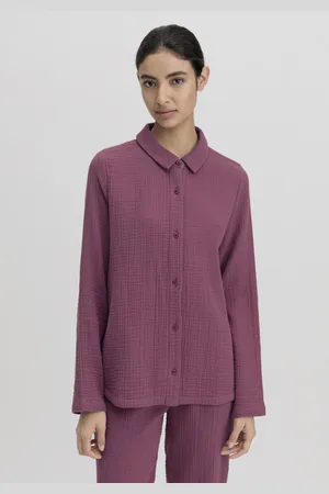hessnatur Damen Musselin Shirt Oversize PURE COMFORT aus Bio-Baumwolle - lila Grösse40