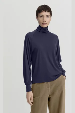 hessnatur Damen Bluse Relaxed aus TENCEL™ Lyocell mit Bio-Baumwolle - blau Grösse46