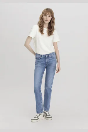 hessnatur Damen Jeans MARIE Mid Rise Straight aus Bio-Denim - blau Grösse26/32