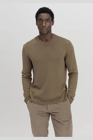 hessnatur Herren Pullover Regular aus Bio-Baumwolle mit Bio-Merinowolle - braun Grösse46