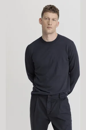 hessnatur Herren Pullover Regular aus Bio-Merinowolle - blau Grösse46