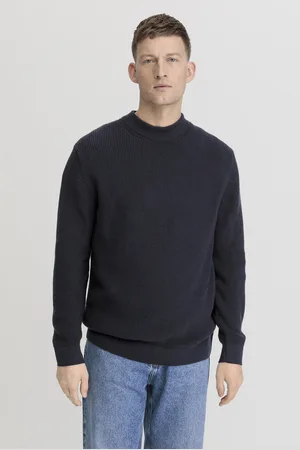 hessnatur Herren Pullover Regular aus Bio-Baumwolle mit Bio-Merinowolle - blau Grösse56