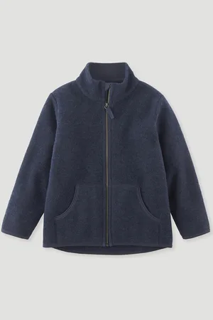 hessnatur Kinder Wollfleece Jacke Regular aus Bio-Merinowolle - blau Grösse110/116