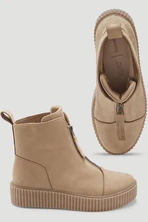 hessnatur Damen Stiefelette aus chromfrei gegerbtem Glatt-Leder - braun Grösse36