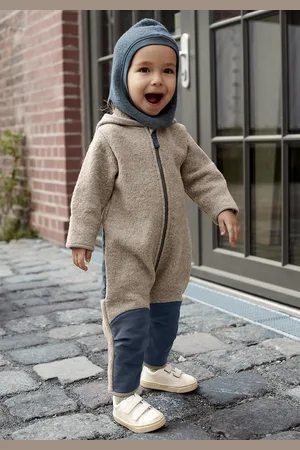 hessnatur Baby Wollwalk Overall Regular mit Softshell und Bio-Merinowolle - grau Grösse62/68