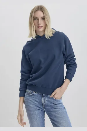 hessnatur Damen Sweathoodie Relaxed aus Bio-Baumwolle - blau Grösse34
