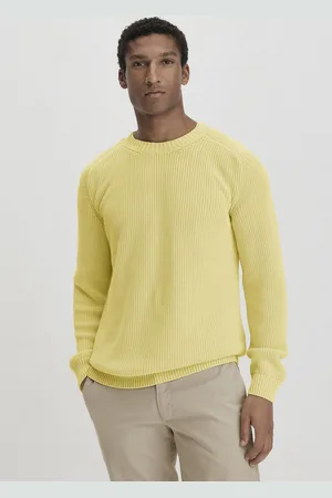 hessnatur Herren Pullover Regular aus Bio-Baumwolle - gelb Grösse46