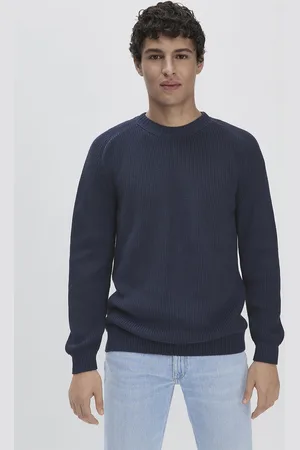 hessnatur Herren Pullover Regular aus Bio-Baumwolle - blau Grösse46
