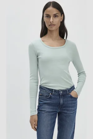 hessnatur Damen Softrib Shirt Fitted aus Bio-Baumwolle mit TENCEL™ Modal - grün Grösse34