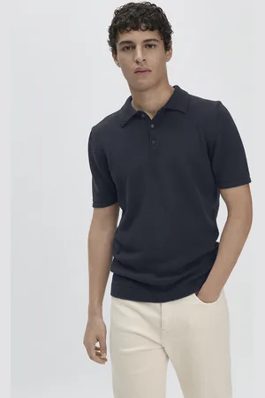 hessnatur Herren Strick-Polo Regular aus Bio-Baumwolle - blau Grösse46