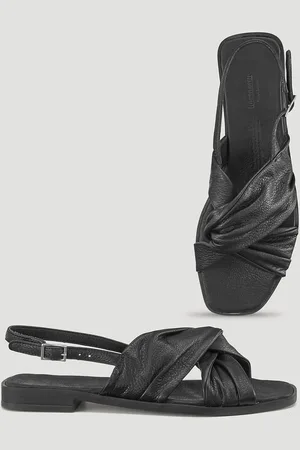 hessnatur Damen Sandalette aus chromfrei gegerbtem Glatt-Leder - schwarz Grösse36
