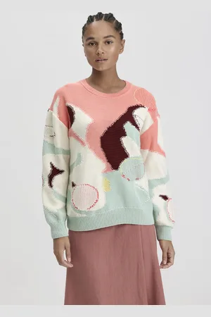 hessnatur Damen Intarsia Strick Pullover Relaxed aus Bio-Baumwolle - grün GrösseL