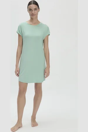 hessnatur Damen Nachthemd Regular PURE FLOW aus TENCEL™ Modal - grün Grösse34